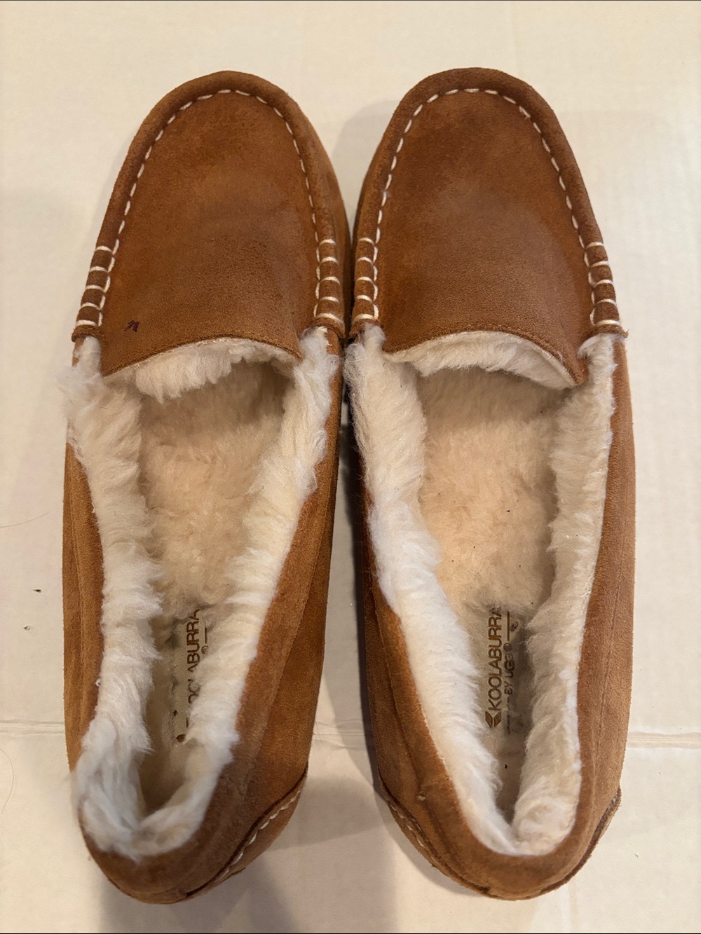 Koolaburra Chestnut Suede Shearling-Lined Slip-On Moccasins